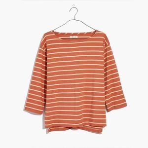 Madewell Striped Boatneck Top Orange XS